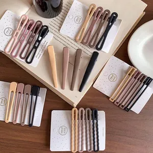 Pinza para el Cabello de Pico de Pato Grande sin Costuras Horquilla de Aleación Geométrica Mate para Mujer Clip Lateral para Flequillo de Verano Accesorios para el Cabello Elegantes y Dulces Coreanos