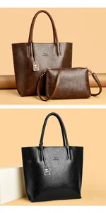 Conjunto de bolsos de cuero sintético con un bolso tote grande y bandolera pequeña