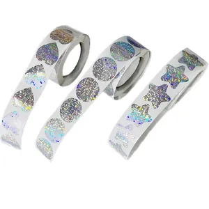 Holographic laser stickers set featuring heart circle and star shapes for wedding gift sealing