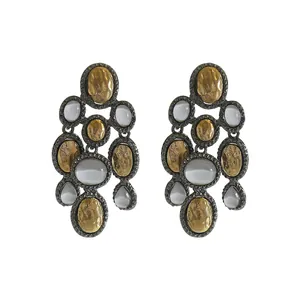 Vintage ethnic style chandelier earrings featuring multi-layered resin stones