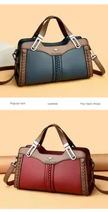 Borse minimaliste in pelle di vacchetta di alta qualità in blu e rosso vino per donne alla moda.