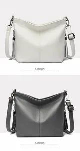 Detailed comparison of large capacity tassel bucket bags in white and grey colors
