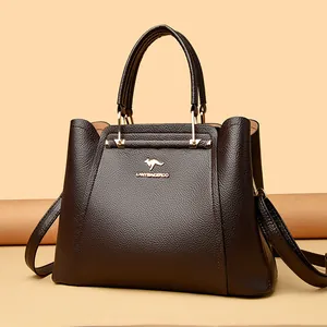 Elegante bolso de mano de cuero marrón oscuro con textura y correa para mujer