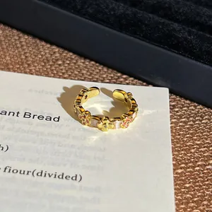 Exquisite Nahaufnahme eines vergoldeten Vintage-Rings mit bunten Emaillen-Blumenmustern.