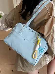 Sac cabas minimaliste bleu clair de grande capacité pour femme avec charm en forme d'étoile