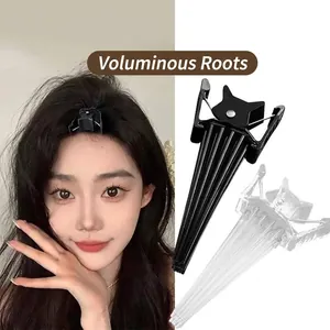 Hair Root Volumizing Clips Plastic Hair Claws Fluffy Hair Styling Tools For Bangs Styling Accessories Black Transparent