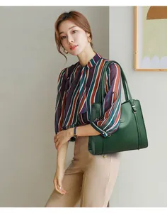 Elegant dark green leather shoulder bag for women, perfect for office commute and daily use