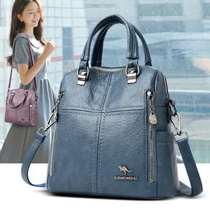 Zaino da Donna in Pelle PU Grande Capacità Borsa a Tracolla da Viaggio Casual Multitasche Logo Canguro Borsa per la Scuola