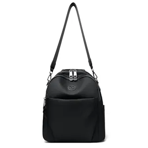 Elegante borsa a tracolla in nylon nero da donna, collezione primavera estate 2025