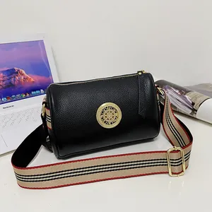 Borsa a Tracolla Vintage in Pelle PU per Donna Hardware Oro di Lusso Decorazione in Strass Borsa a Spalla con Tracolla Larga a Righe