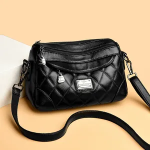 Borsa a Tracolla da Donna in Morbida Pelle PU di Grande Capacità Borsa a Spalla Trapuntata Classica con Più Scomparti Moda
