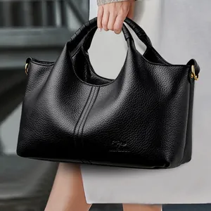 Elegant Pebbled PU Leather Tote Bag For Women Large Capacity Top Handle Crossbody Bag With Adjustable Strap Daily