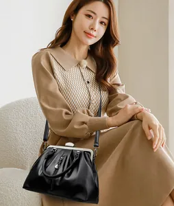 Elegante schwarze modische Umhängetasche für Damen mit großem Fassungsvermögen