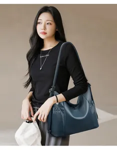 Elegante marineblaue Damen-Einkaufstasche mit großem Fassungsvermögen für den Alltag