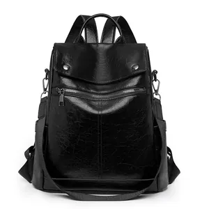 Women Anti-Theft Backpack PU Leather Fashion Korean Style Travel School Bag Large Capacity Waterproof Rucksack For Ladies Gift