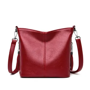 Women's Retro Lychee Grain PU Leather Small Square Bag Crossbody Shoulder Bag With Tassel Decor Fashion Handbag For Daily Use