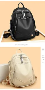Zaini multifunzionali da donna in morbida pelle nei colori nero e beige chiaro