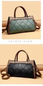 Elegant quilted leather handbags for women in olive green and classic black colors