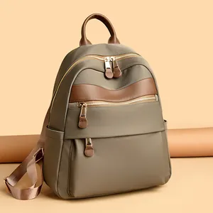 Eleganter Damen-Rucksack aus Nylon mit Lederakzenten und großem Fassungsvermögen