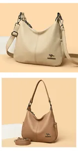 Elegant large capacity crossbody bags in beige and brown colors with a textured finish