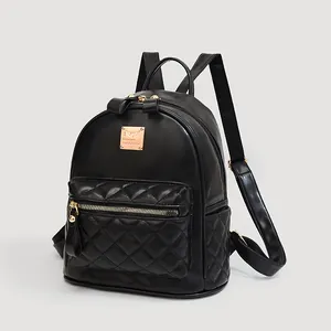 Damen Gesteppter PU-Leder Diebstahlsicherer Rucksack 2025 Mode Beige Schwarz Reise Rucksack Große Kapazität Lässige Schultasche