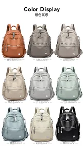 Color display of soft leather backpacks in nine trendy shades for women