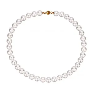 Elegant magnetic pearl necklace choker with gold-tone clasp for women's jewelry gifts.