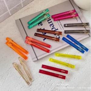 Minimalist set of colorful transparent acrylic hair clips for women hair styling
