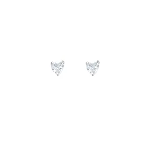 Elegant silver micro-paved heart stud earrings with sparkling cubic zirconia for daily wear