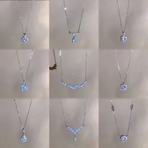 Elegant collection of cubic zirconia pendant necklaces in silver titanium steel.