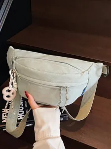 Elegante marsupio in tela verde menta borsa a tracolla con cinturino regolabile