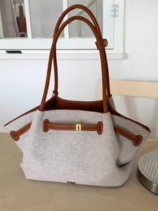 Bolso de Mano de Lona y Cuero de Gran Capacidad para Mujer 2025 Verano Nuevo Bolso de Hombro Plisado de Axila Bolso de Viaje