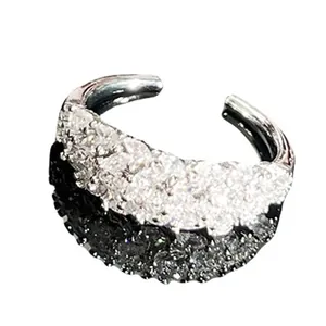 Elegant silver-tone snake wrap ring fully set with shimmering clear micro-pave crystals