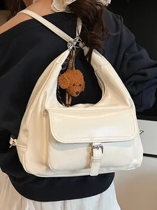Zaino Multifunzionale in Pelle PU Metallica da Donna Grande Capacità Borsa a Tracolla Casual Fashion Hobo Bag per Scuola Quotidiana Ufficio