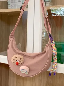 Sac Ravioli en Nylon de Style Japonais pour Hommes Femmes Décontracté Sac à Bandoulière Demi-Lune Grande Capacité Sac d'Épaule Étudiant