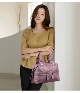 Elegante lila Handtasche aus Kunstleder mit Multi-Taschen-Design für Freizeit und Reisen