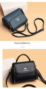 Close-up detail of navy blue and black textured leather handbags with gold hardware