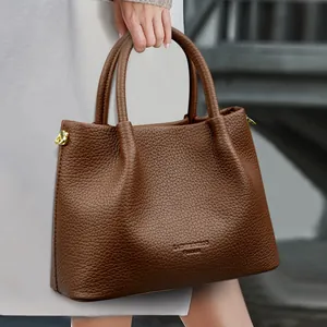 Bolso de Hombro de Piel PU para Mujer de Gran Capacidad con Patrón de Litchi Bolso de Mano de Lujo Ligero para el Día a Día Bandoulière