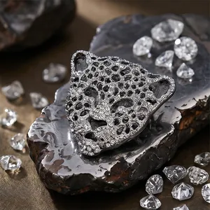 Retro Leopardenkopf Brosche Für Herren Legierung Strass Eingelegt Tier Reversnadel Für Anzug Geschäft Bankett Luxus Schmuck