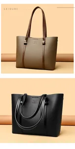 Juego de dos bolsos de mano grandes para mujer en elegante caqui y negro clásico