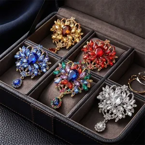 Large Vintage Alloy Rhinestone Brooch Elegant Glass Waterdrop Pendant Corsage For Women Fashion Daily Apparel Jewelry Gift Pin