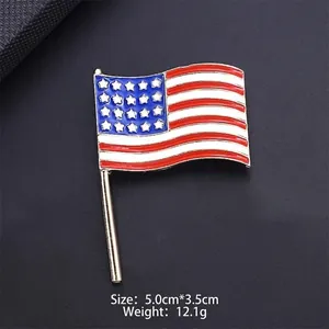 Detailed close-up of a patriotic American flag enamel brooch pin badge for clothing