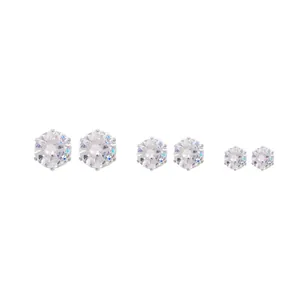 Set of three pairs of sparkling zircon magnetic earrings for non-pierced ears