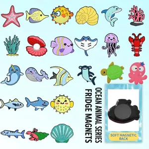 Leuke cartoon PVC zeedieren koelkastmagneten met zachte magnetische achterkant