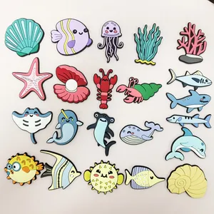 Set van cartoon oceaandier PVC zacht rubberen bedeltjes voor koelkastmagneten en DIY knutselen.