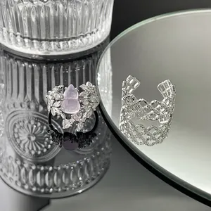 Set aus Vintage-Ringen im chinesischen Stil mit Kürbis-Design und hohlem Gitterring