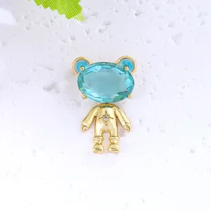 Süße Mini Bär Kristall Brosche Kupfer Zirkonia Astronaut Design Anti-Exposition Anstecknadel Für Damen Anzug Strickjacke Schmuck
