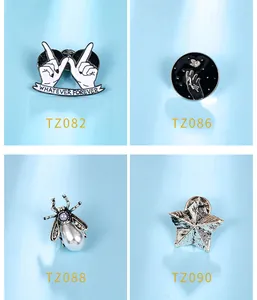Decorative cartoon enamel pins and brooches set for summer shirts and T-shirts.