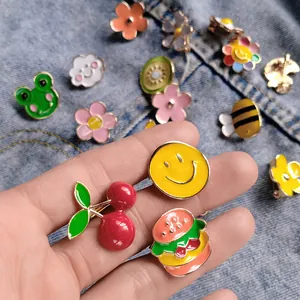 Set of colorful enamel lapel pins with cute shapes for children's clothing decor