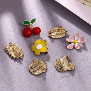 Set of cute colorful enamel fruit and flower brooch pins for shirt collars and kids